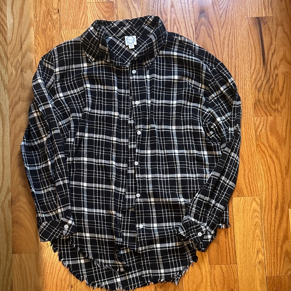 Blue Rain High-Low Black Flannel Top